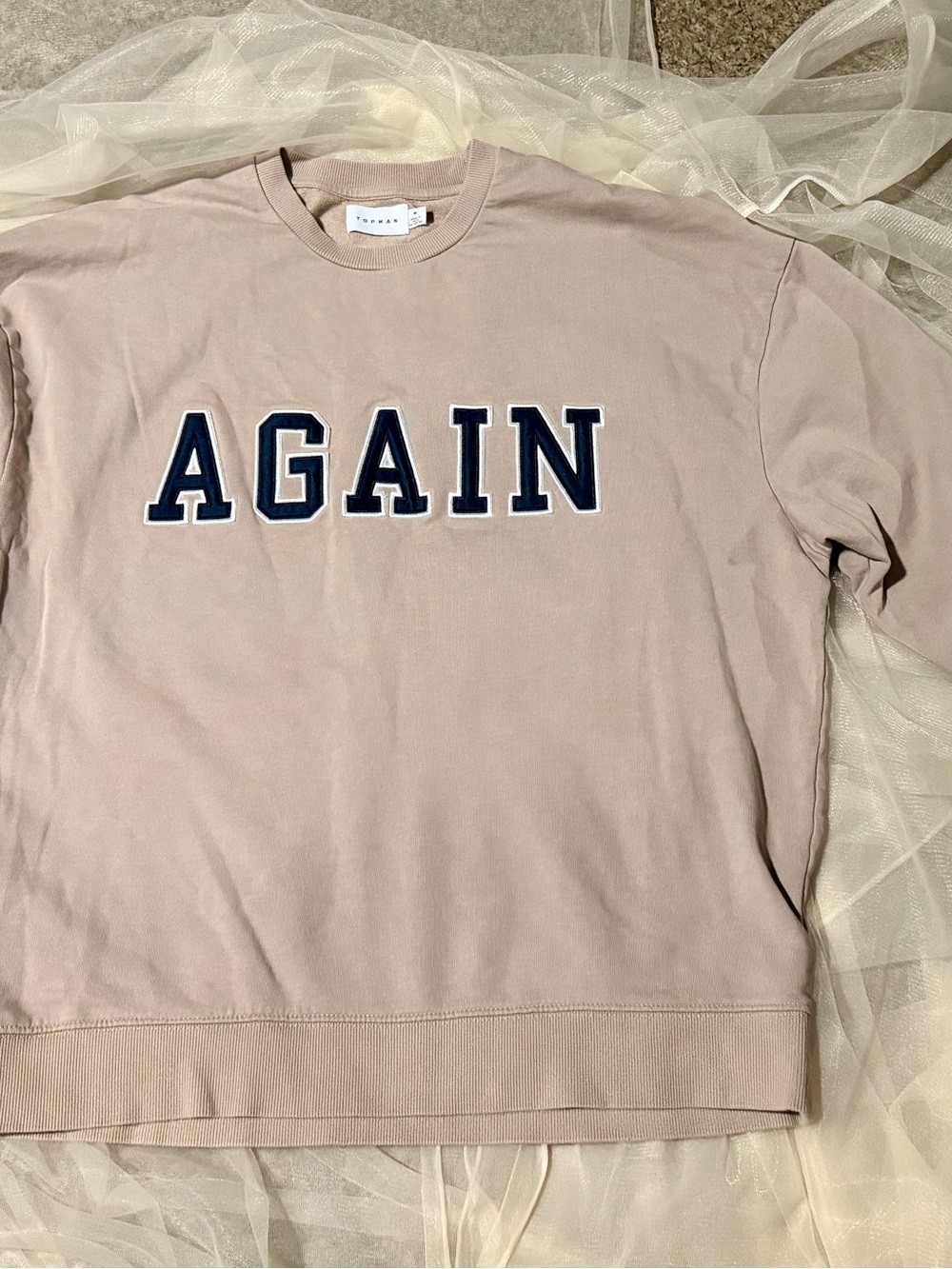 Topman Neutral Beige Crewneck Sweater